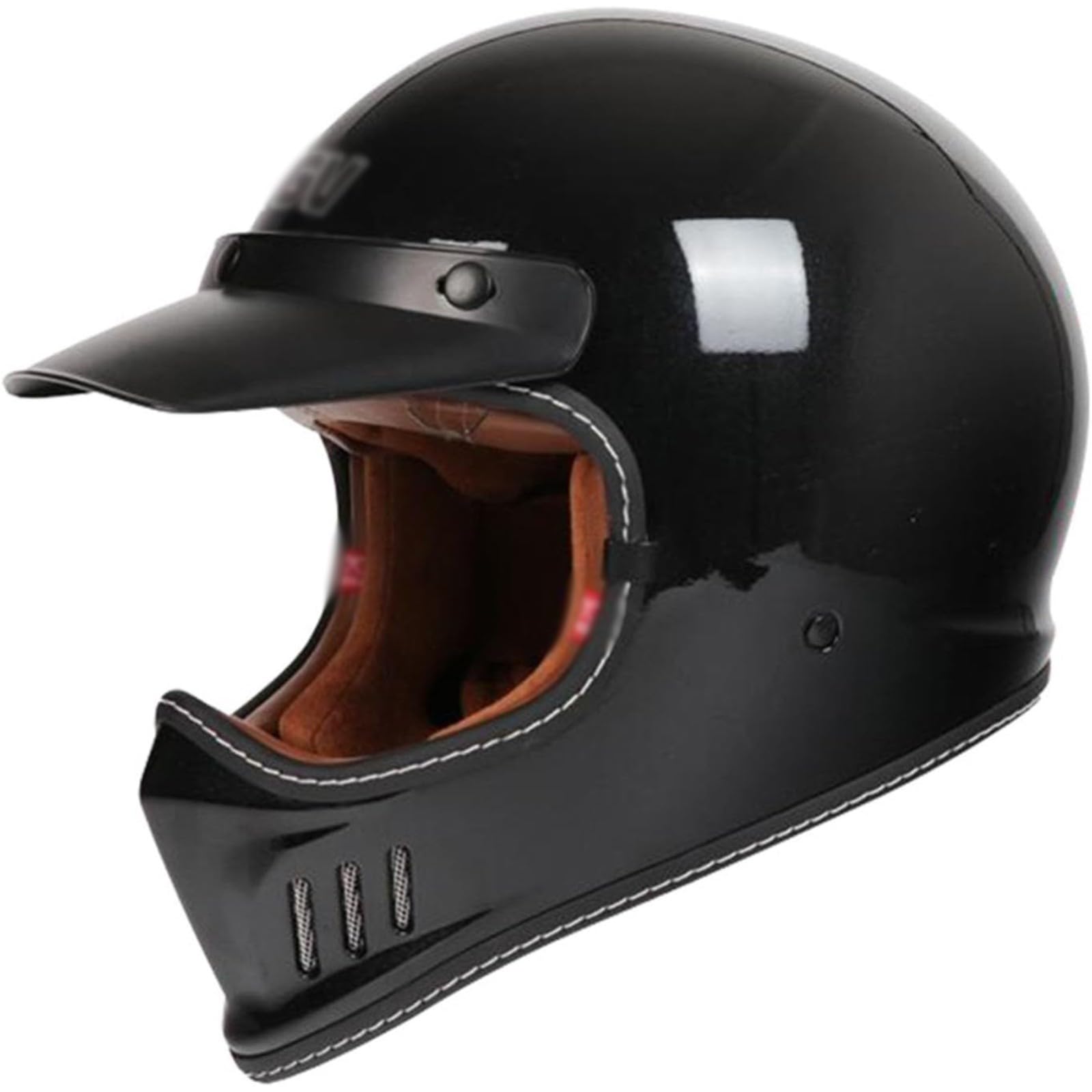 Retro-Integralhelm Für Motorradfahrer, ECE-Geprüfter Integralhelm Für Die Straße Mit Sonnenblende Für Männer Und Frauen A,L=59~60CM von YQWDWD