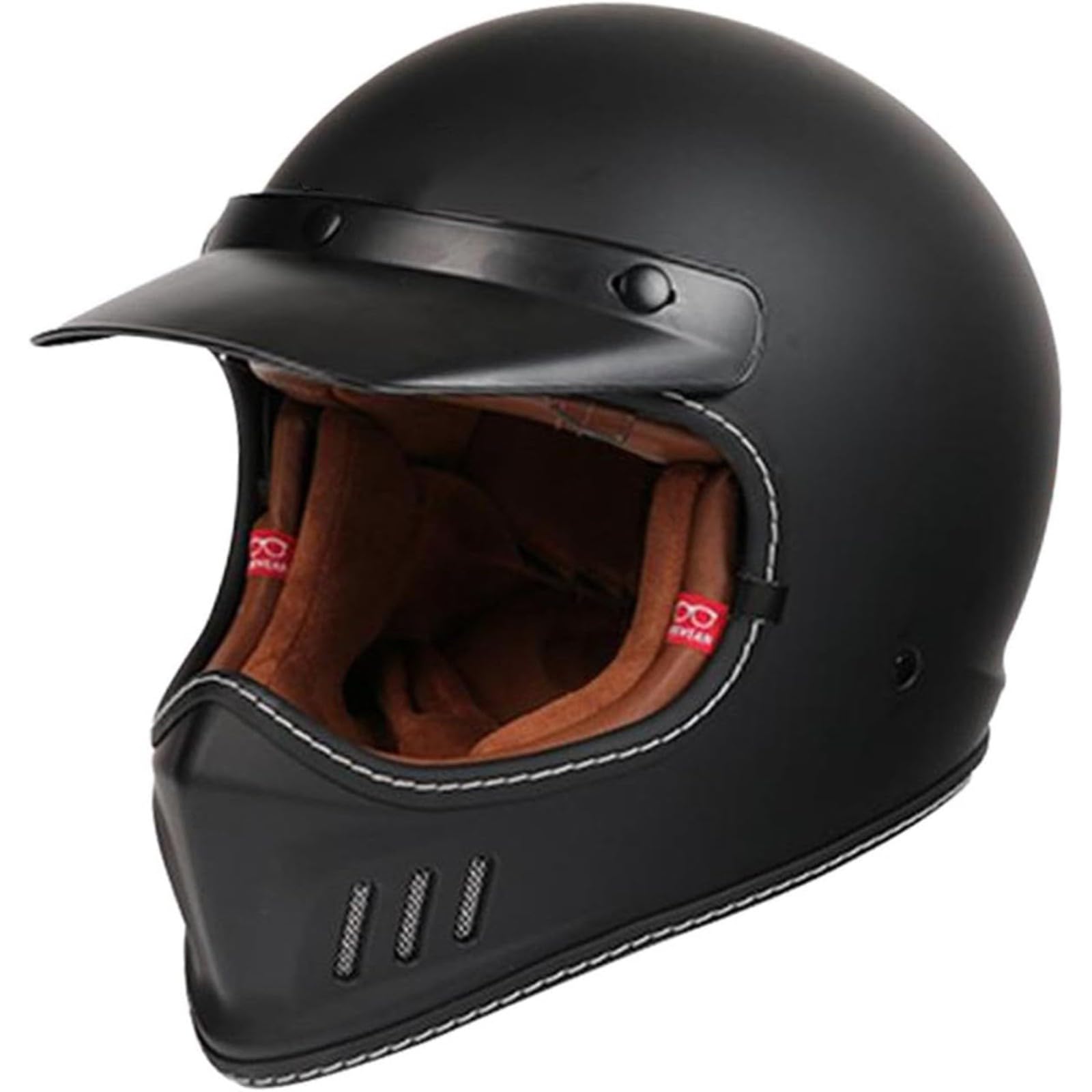 Retro-Integralhelm Für Motorradfahrer, ECE-Geprüfter Integralhelm Für Die Straße Mit Sonnenblende Für Männer Und Frauen B,XXL=63~64CM von YQWDWD