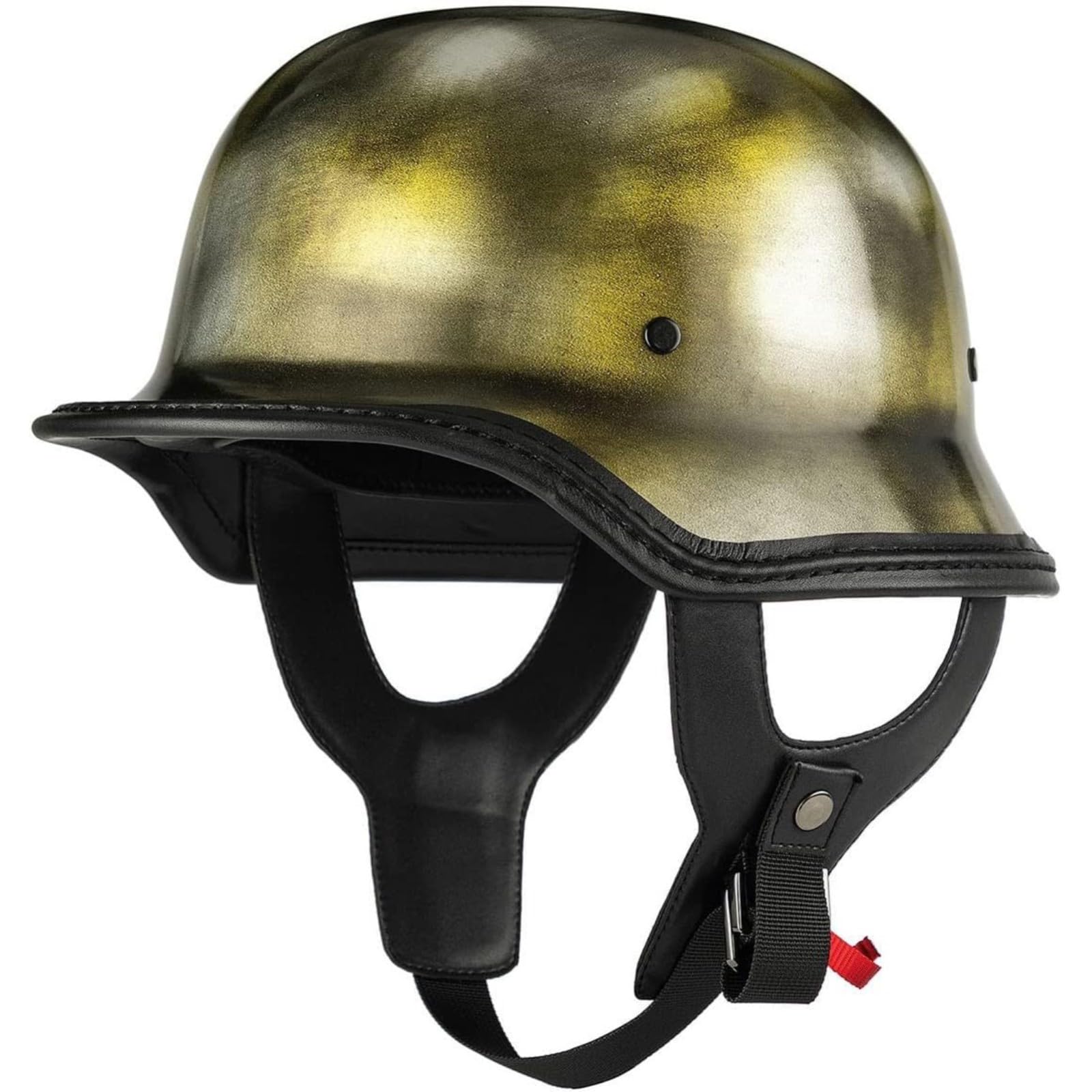 Vintage Deutscher Motorrad-Halbhelm, ECE-Geprüfter Retro-Jethelm Für Erwachsene, Männer Und Frauen, Halbschalenkappe Mit Verstellbarer Schnellverschlussschnalle, Für Cruiser-Scooter F,L=59~60CM von YQWDWD