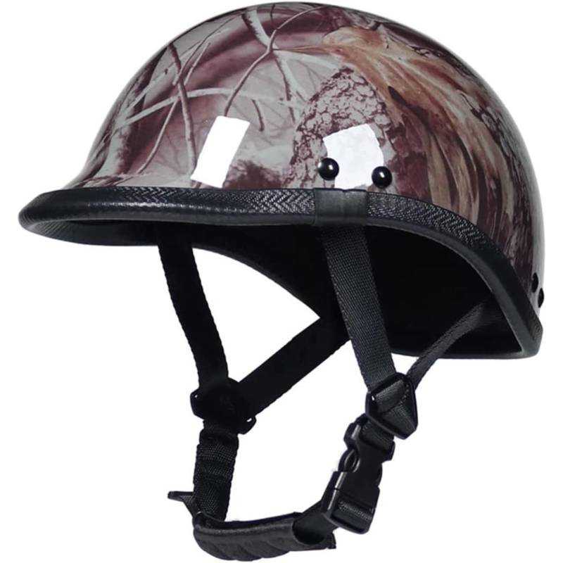 Vintage Halbschalen-Jethelm, ECE-Zertifizierter Motorradhelm, Offener Helm Für Herren Und Damen, ABS-Gehäuse, Brain-Cap-Helm Für Alle Jahreszeiten A,L=59~60CM von YQWDWD