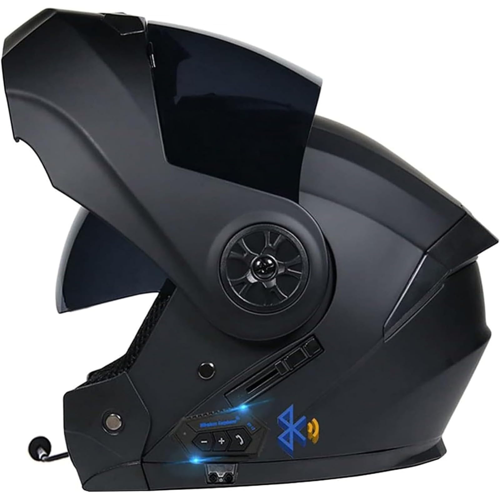 YQWDWD Bluetooth-Motorradhelme, Integralhelm, ECE-Geprüfter Hochklappbarer Motorradhelm Mit Integriertem Doppelvisier, Mopedhelm Für Erwachsene, Männer Und Frauen C1,XL=61~62CM von YQWDWD