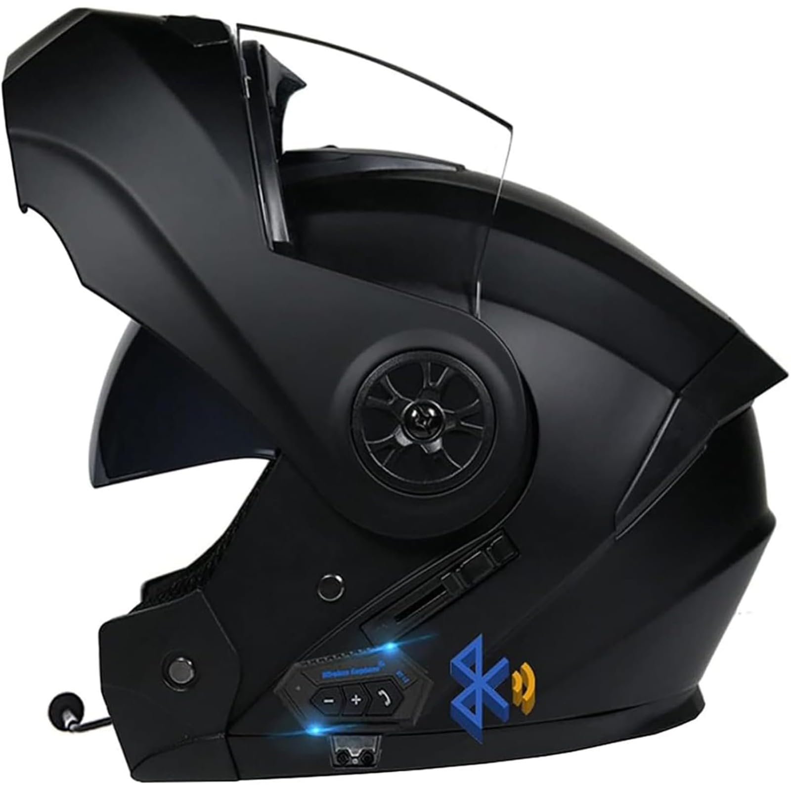 YQWDWD Bluetooth-Motorradhelme, Integralhelm, ECE-Geprüfter Hochklappbarer Motorradhelm Mit Integriertem Doppelvisier, Mopedhelm Für Erwachsene, Männer Und Frauen C2,M=57~58CM von YQWDWD