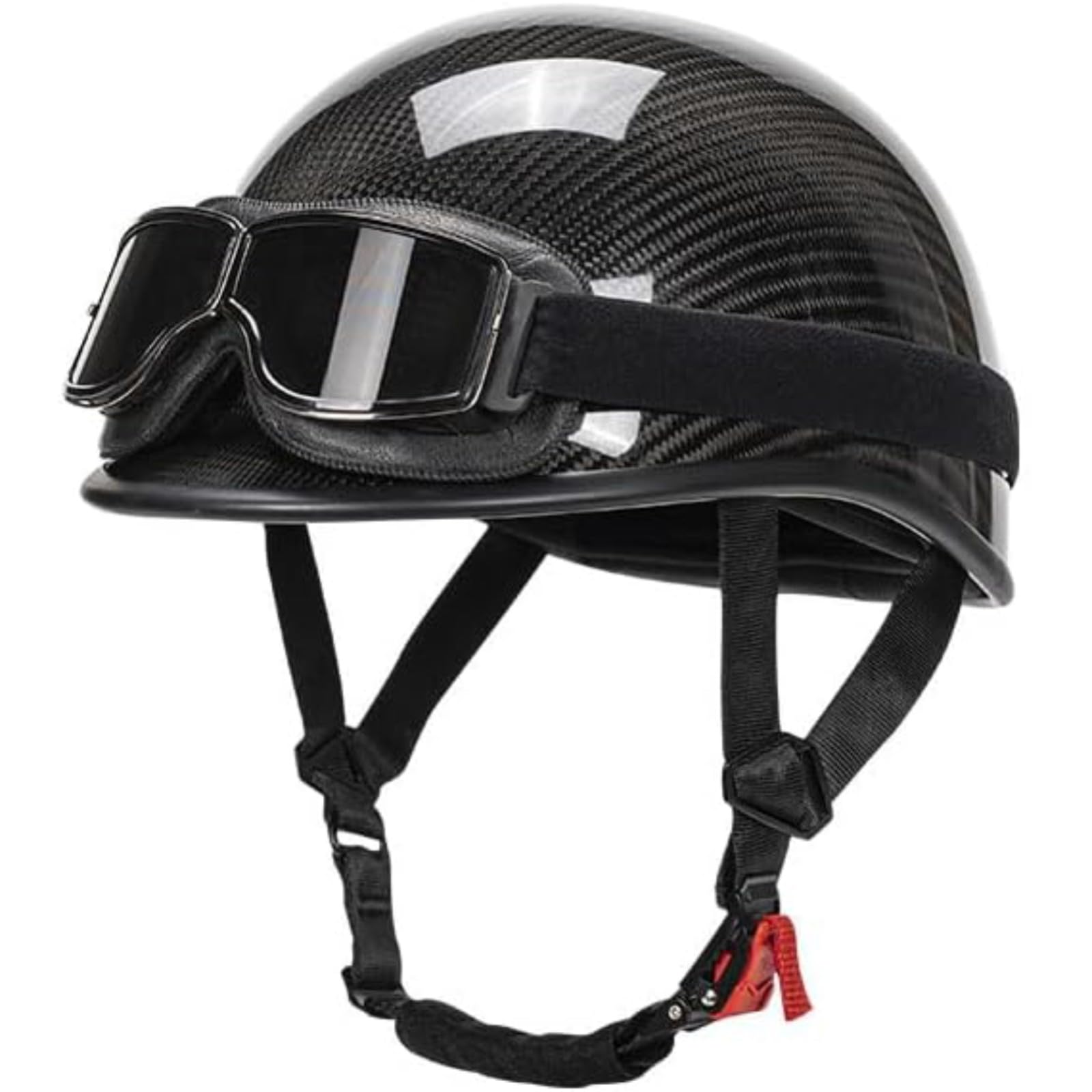 YQWDWD Carbonfaser-Motorrad-Halbhelm, ECE-Motorradhelm Sommer-Motorrad-Schutzhelm Retro-Halbhelm A,S=55~56CM von YQWDWD