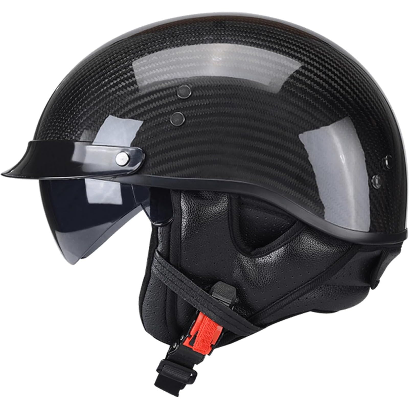 YQWDWD Carbonfaser-Motorradhelm, ECE-Geprüfter Halbhelm, Retro-Motorradhelm, Motorrad-Cruiser-Scooter-ATV-Antikollisionshelm Für Erwachsene, Männer Und Frauen A,L=58~59CM von YQWDWD