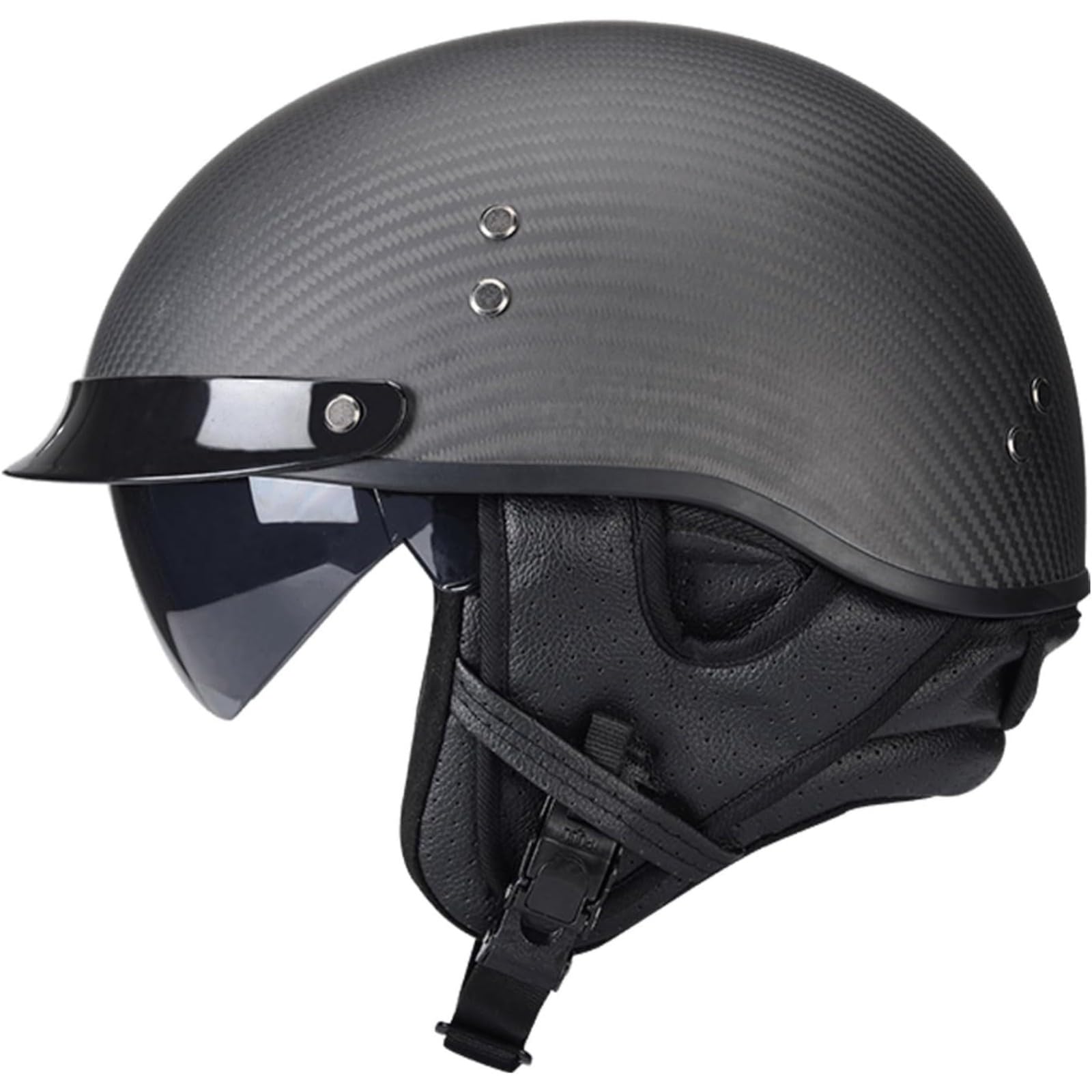 YQWDWD Carbonfaser-Motorradhelm, ECE-Geprüfter Halbhelm, Retro-Motorradhelm, Motorrad-Cruiser-Scooter-ATV-Antikollisionshelm Für Erwachsene, Männer Und Frauen B,XXL=61CM von YQWDWD