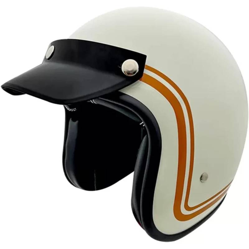 YQWDWD Jethelm Motorradhelm, ECE-Geprüfter Offener Motorrad-Jethelm Für Erwachsene, Vintage 3/4-Halbhelm Sturzhelm Mopedhelm Retro-Jethelm C,S=55~56CM von YQWDWD