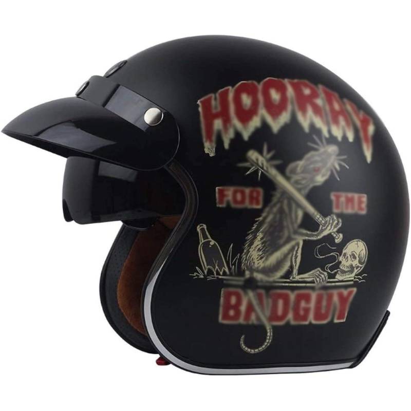 YQWDWD Jethelme Motorradhelm Mit Visier, ECE-Zertifizierter 3/4-Jethelm Für Herren Und Damen, Retro-Motorrad-Halbhelm, Roller-/Chopper-Helm E,L=59~60CM von YQWDWD