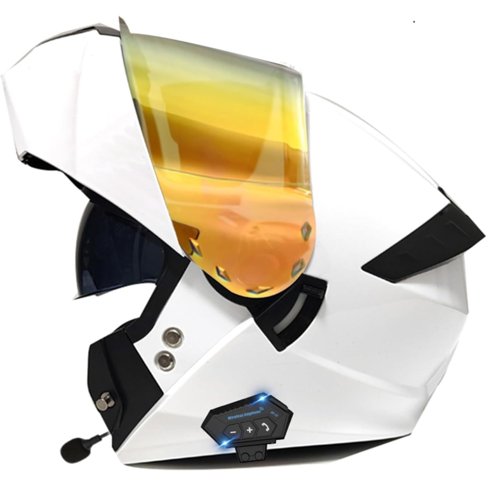 YQWDWD Klapphelm Mit Bluetooth, ECE-Geprüfter Modularer Motorradhelm Mit Doppelvisier, Motorrad-Integralhelm, Mopedhelm Für Erwachsene, Männer Und Frauen B,2XL=63~64CM von YQWDWD