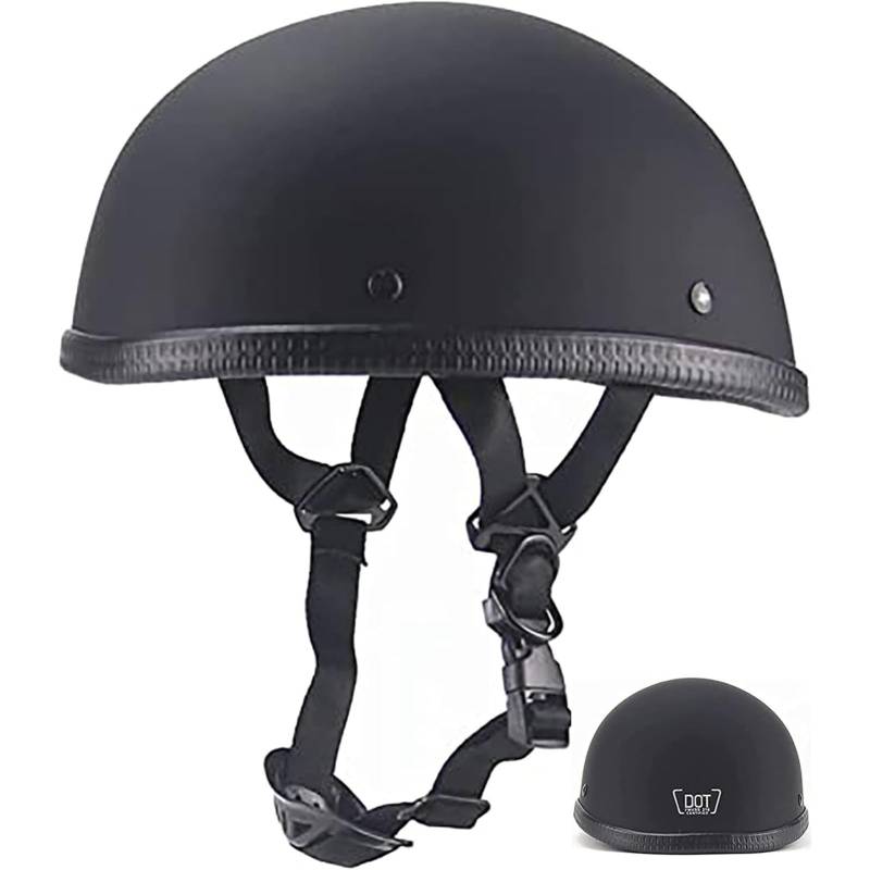 YQWDWD Motorrad-Halbhelm, DOT-Geprüfter, Ultradünner, Bequemer Beanie-Cruising-Skull-Cap-Neuartiger Kleiner Helm Für Moped-Scooter-Motorräder Mit Elektroantrieb A,L=59~60CM von YQWDWD