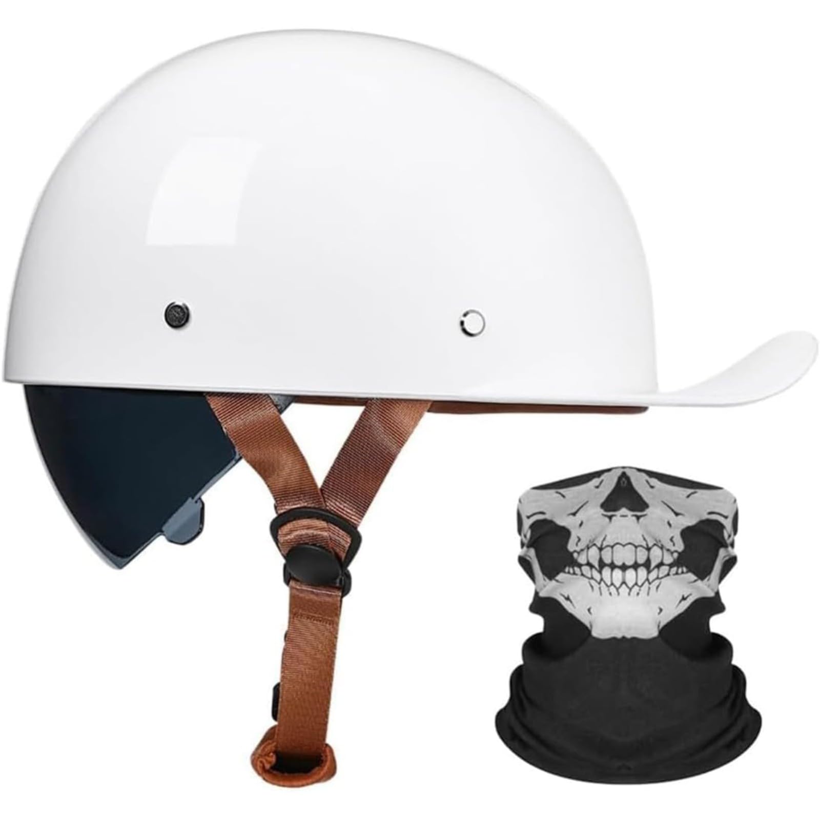 YQWDWD Motorrad-Halbhelm, Halbschalenhelm, DOT/ECE-Zertifizierter Baseball-Cap-Helm, Motorradhelm Mit Schrumpfgläsern, Jethelm Für Moped-Scooter B,XL=61~62CM von YQWDWD