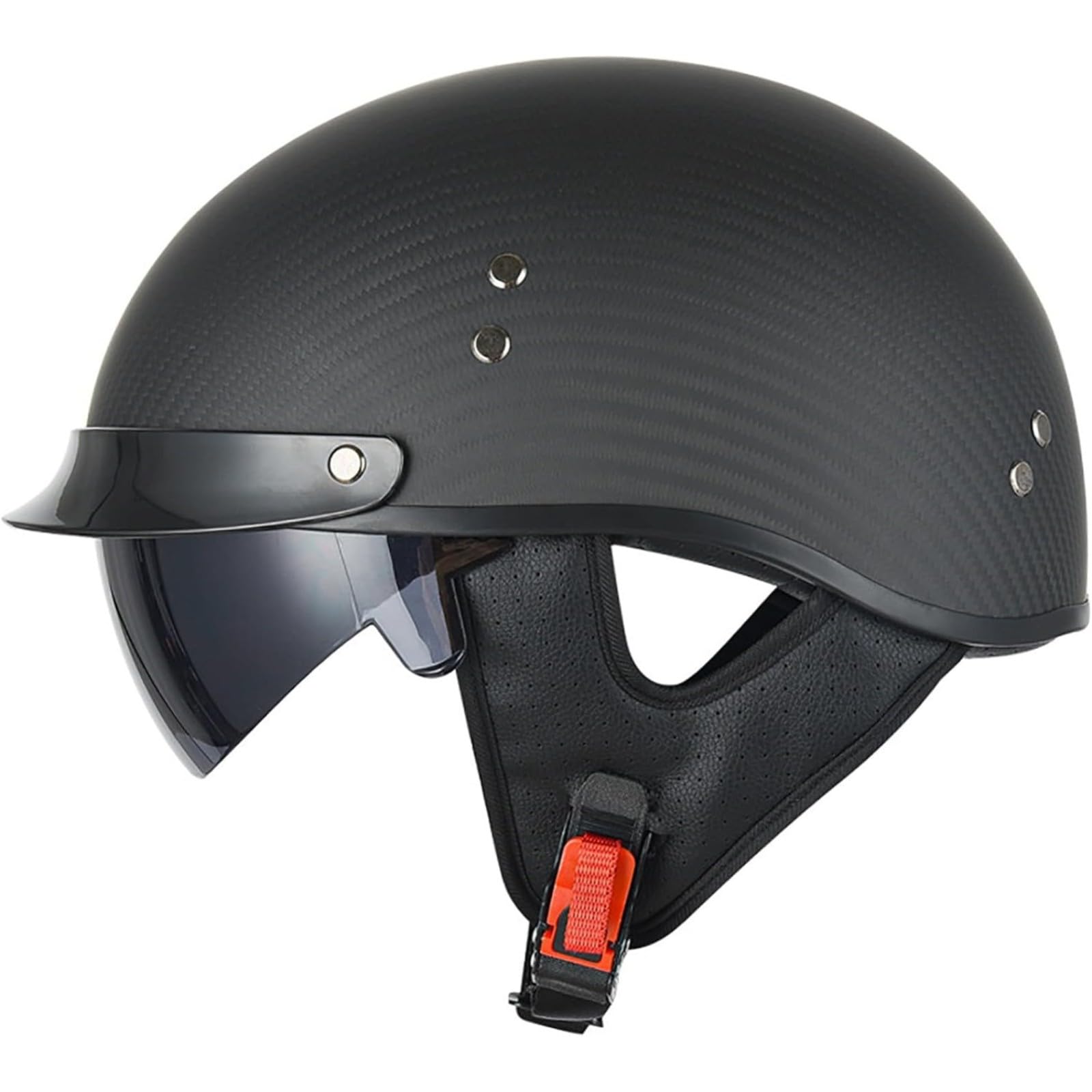 YQWDWD Motorradhelm, ECE-Zertifizierter Retro-Motorrad-Carbon-Halbhelm Cruiser Chopper Scooter Jethelm Open Face Helm Unisex D,M=57~58CM von YQWDWD