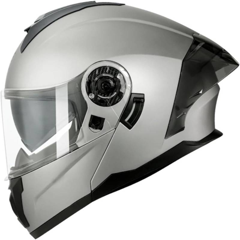 YQWDWD Motorradhelm Klapphelm, DOT/ECE-Zertifizierter Integralhelm Für Männer Und Frauen, Modularer Motorradhelm Mit Doppelvisier, Integrierter Moped-Scooter-Helm F,3XL=65~66CM von YQWDWD