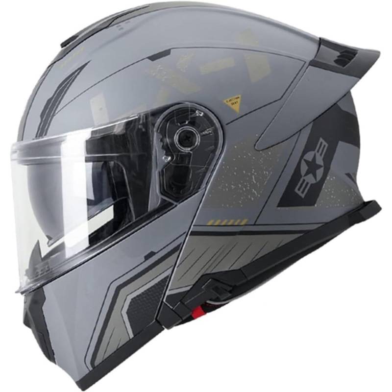 YQWDWD Motorradhelm Klapphelm, ECE-Zertifizierter Integralhelm Modularer Motorradhelm Mit Doppelvisier, Rollerhelm Sturzhelm Für Damen Herren C,3XL=65~66CM von YQWDWD