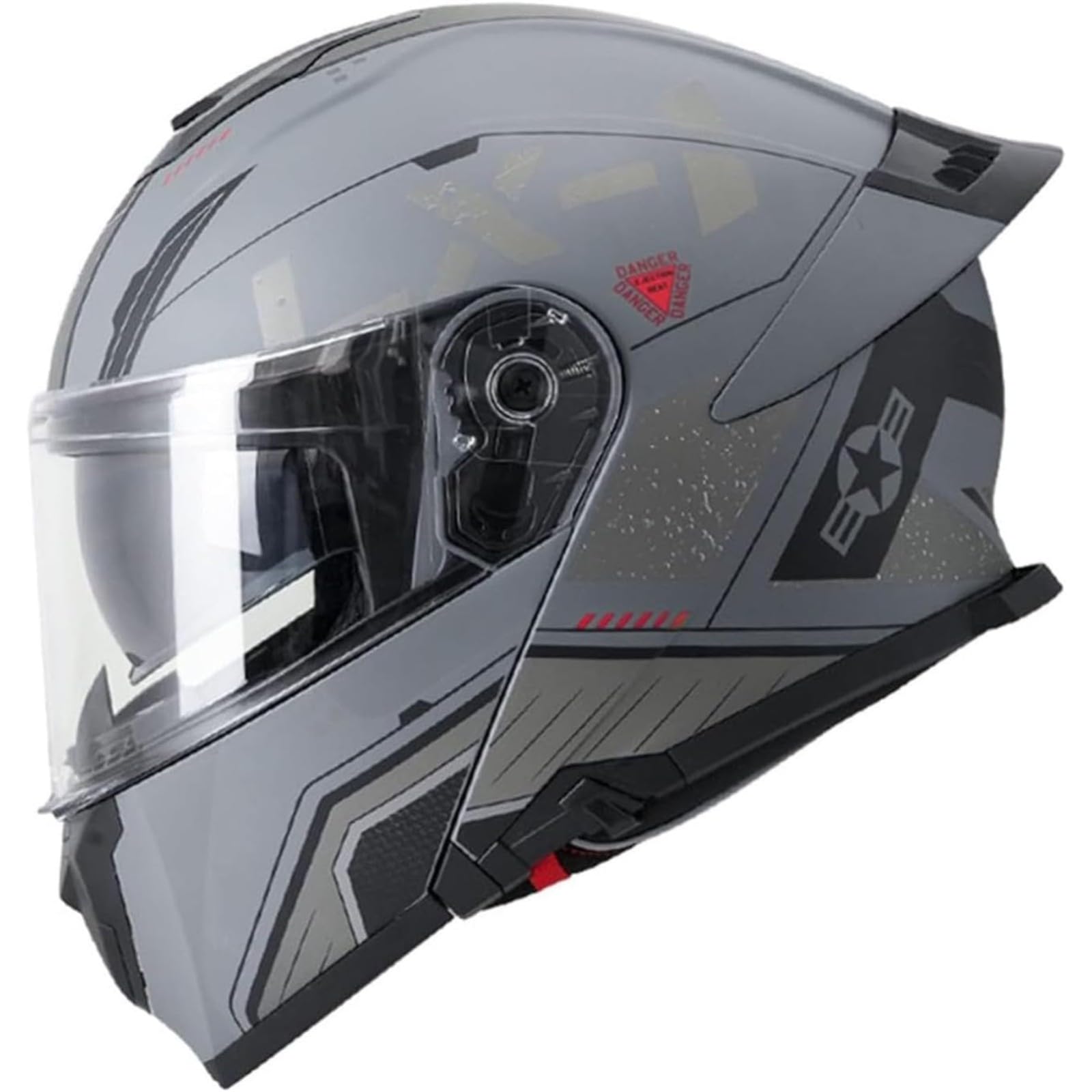 YQWDWD Motorradhelm Klapphelm, ECE-Zertifizierter Integralhelm Modularer Motorradhelm Mit Doppelvisier, Rollerhelm Sturzhelm Für Damen Herren G,2XL=63~64CM von YQWDWD