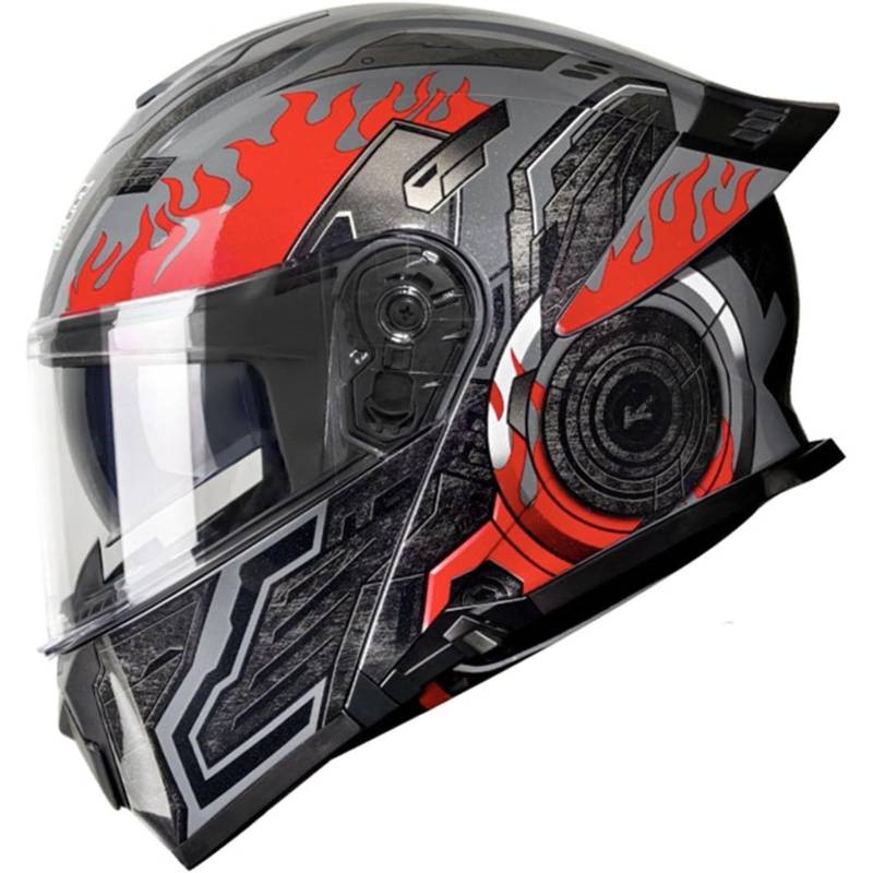 YQWDWD Motorradhelm Klapphelm, ECE-Zertifizierter Integralhelm Modularer Motorradhelm Mit Doppelvisier, Rollerhelm Sturzhelm Für Damen Herren I,2XL=63~64CM von YQWDWD