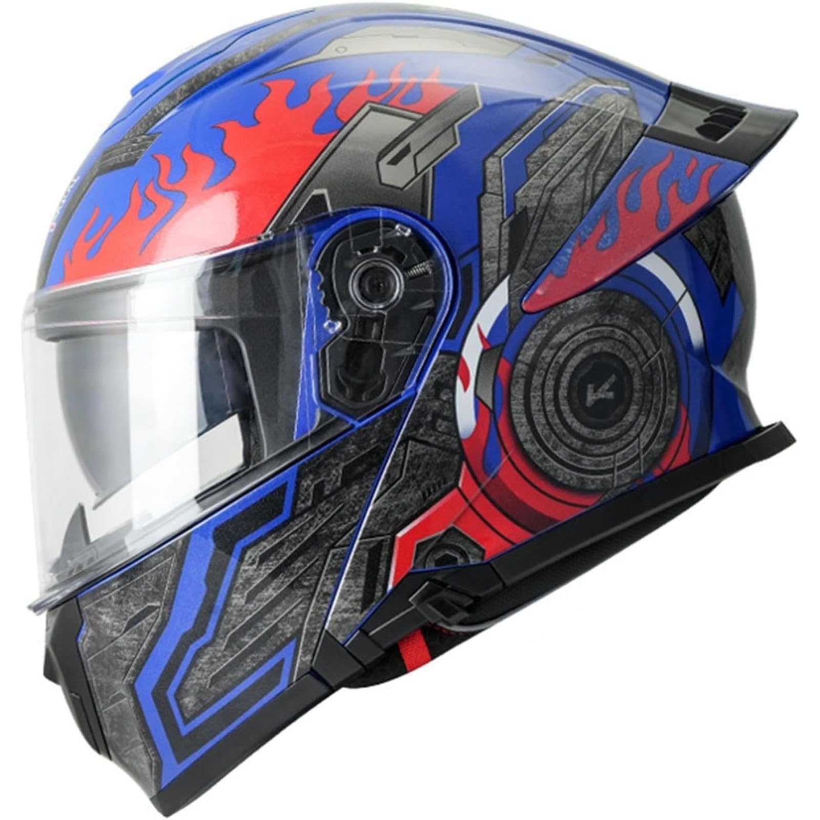 YQWDWD Motorradhelm Klapphelm, ECE-Zertifizierter Integralhelm Modularer Motorradhelm Mit Doppelvisier, Rollerhelm Sturzhelm Für Damen Herren K,2XL=63~64CM von YQWDWD