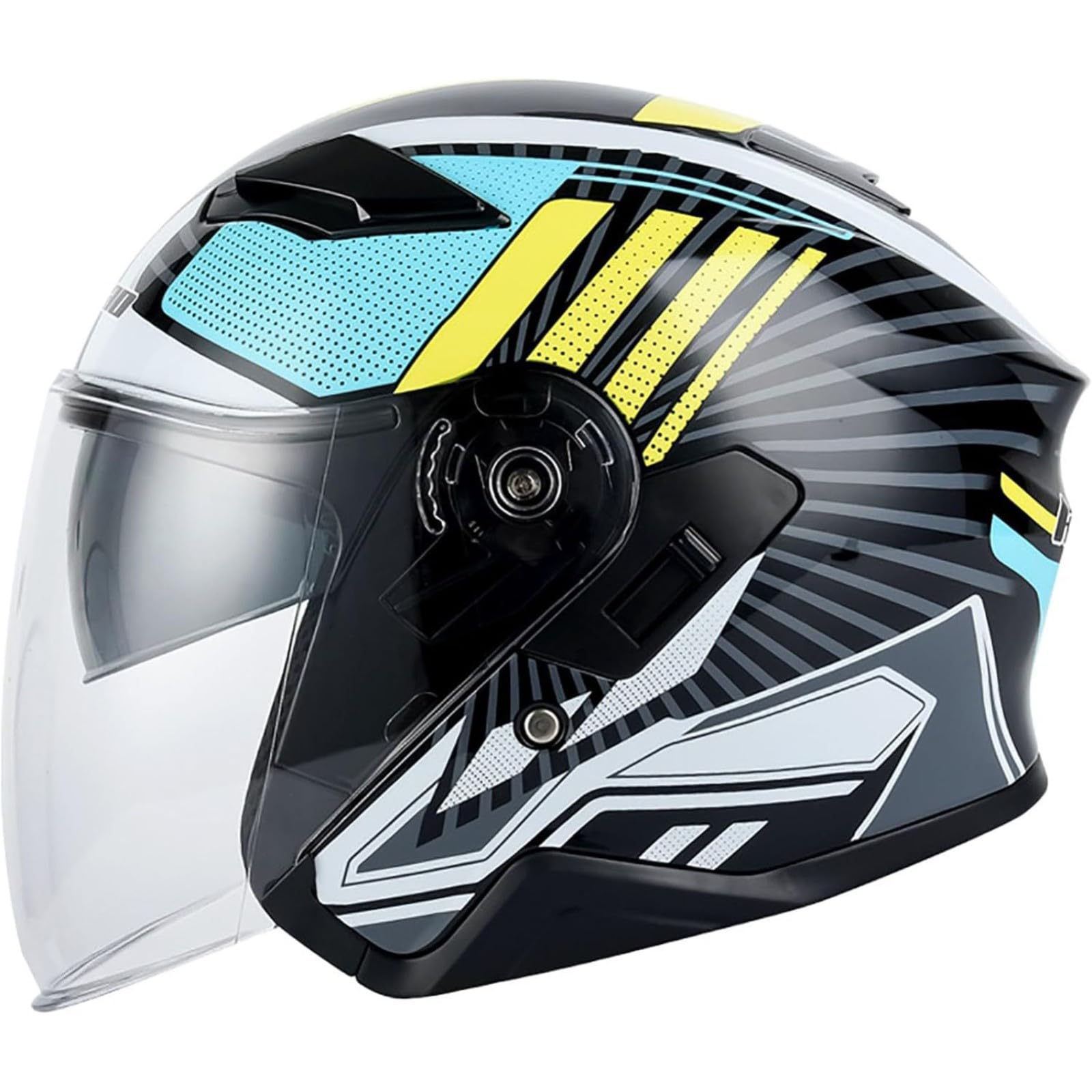 YQWDWD Offener Motorradhelm, DOT/ECE-Zugelassener Jethelm Mit Doppelvisier, 3/4-Motorrad-Halbhelm, Mopedhelm Für Erwachsene Männer Und Frauen D,XL=61~62CM von YQWDWD