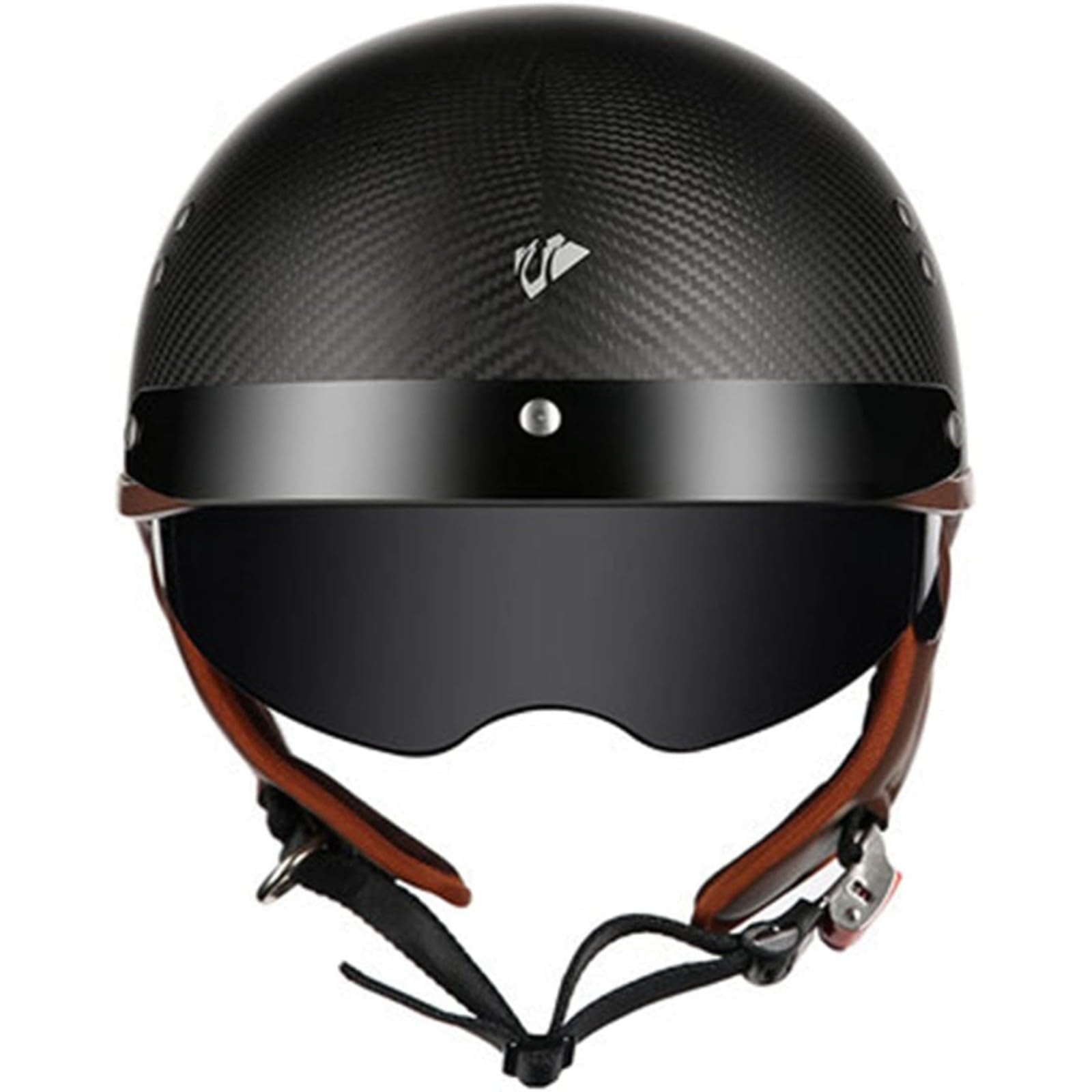 YQWDWD Retro-Motorrad-Halbhelm, ECE-Zertifizierter Carbonfaser-Jethelm Mit Sonnenblende, Piloten-Jethelm, Fahrrad-Cruiser-Chopper-Moped-Scooter F,M=57~58CM von YQWDWD