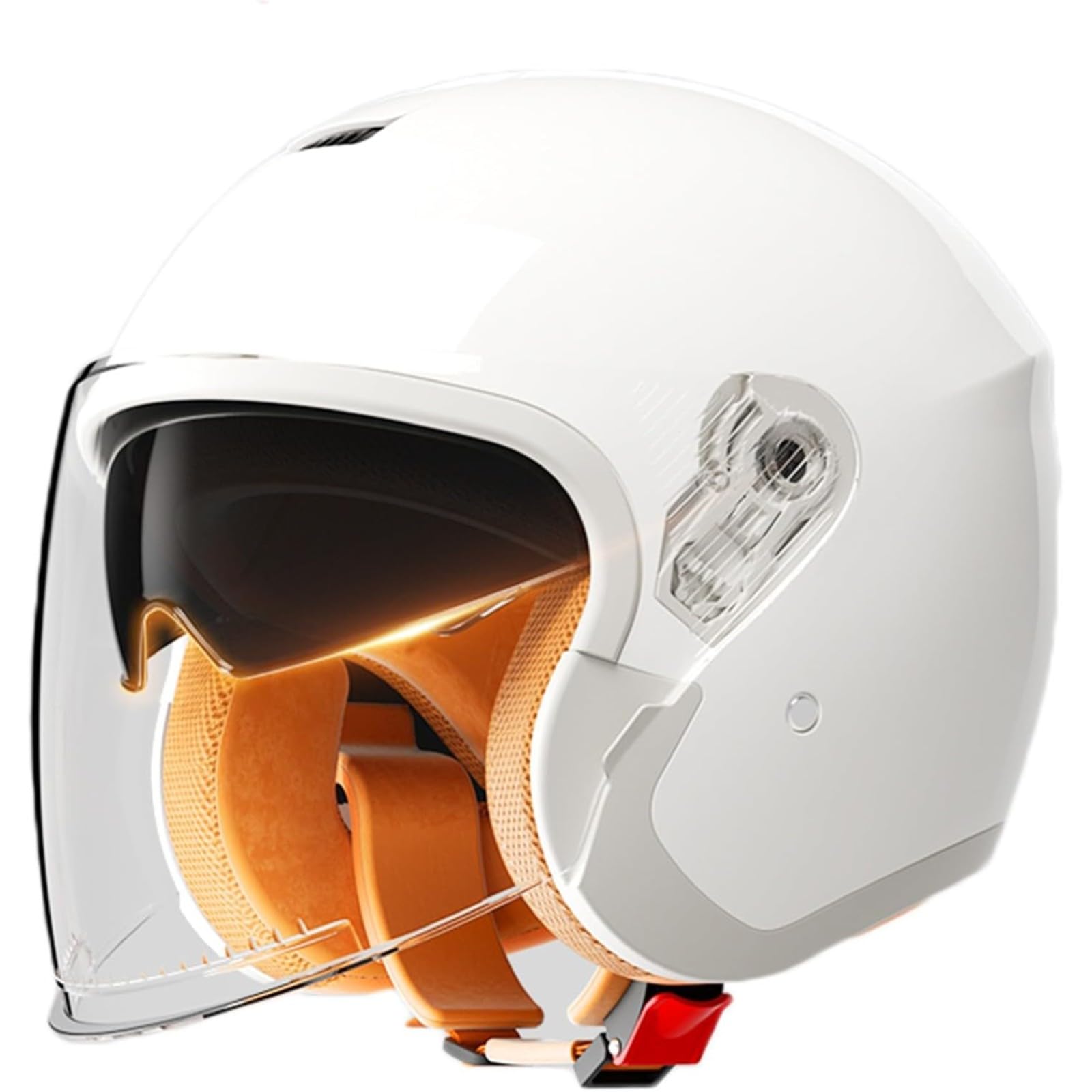 YQWDWD Retro Motorradhelm, Jethelm Rollerhelm Mit Visier, ECE-Zertifizierter Offener Halbjethelm, Mopedhelm Für Erwachsene Männer Und Frauen E von YQWDWD