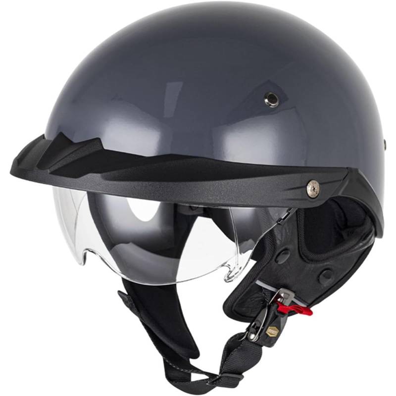 YQWDWD Vintage Motorrad-Halbhelm, ECE-Geprüfter Retro-Motorrad-Jethelm Mit Schnellverschluss-Schnalle, Brain-Cap-Helm, Halbhelm Für Männer Und Frauen, Scooter-Halbhelm B,L=59~60CM von YQWDWD