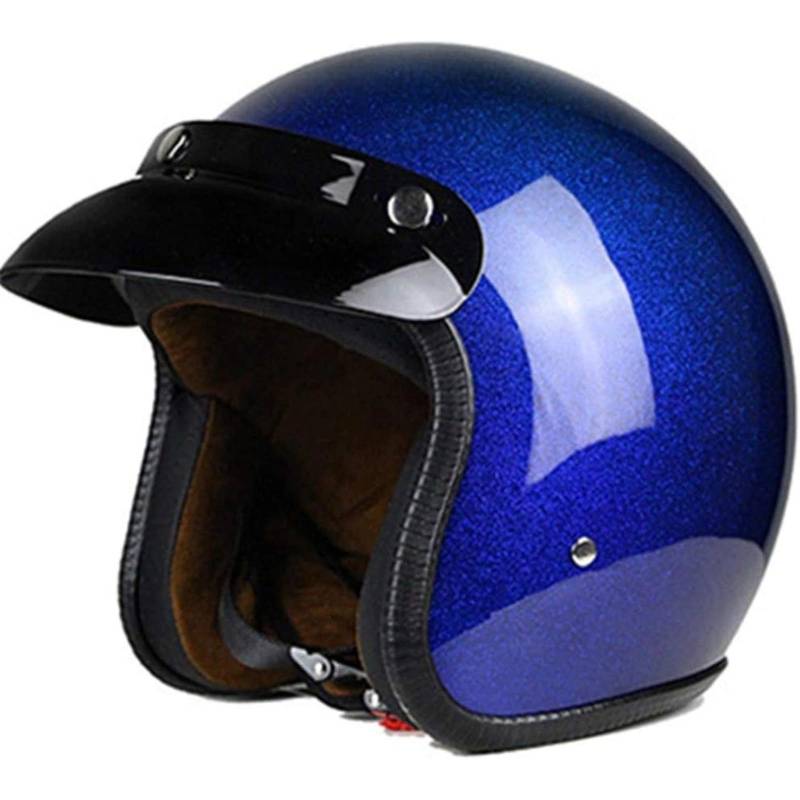 YQWDWD Vintage Motorrad-Jethelm, 3/4-Halbschalen-Motorradhelm Für Erwachsene, Retro-Moped-Motorradhelm Für Roller, Chopper, Jet, Bobber B,XXL=63~64CM von YQWDWD