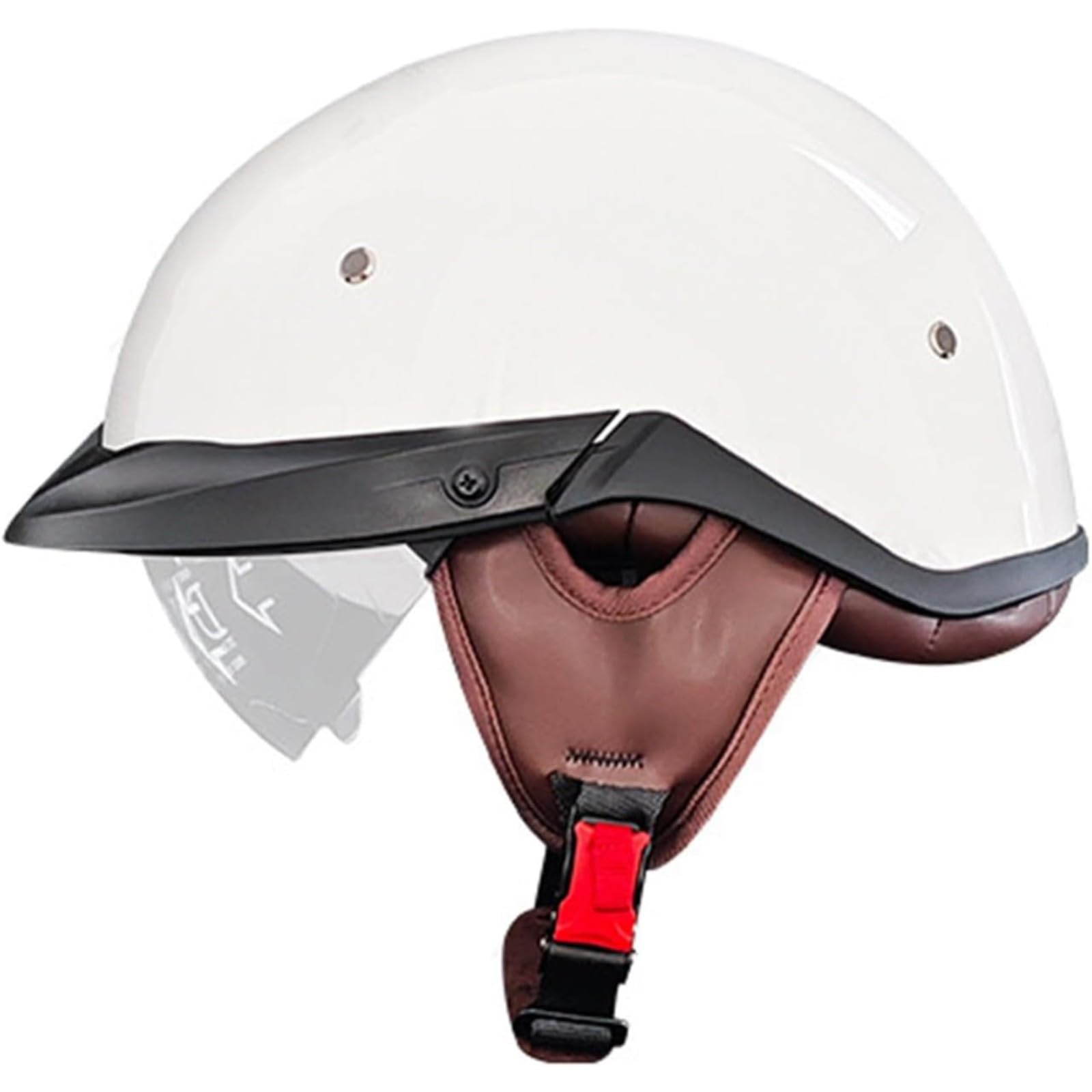 YQWDWD Vintage-Motorradhelm, DOT/ECE-Zugelassener Halboffener Helm Mit Sonnenblende, Leichter Scooter-Moped-Jethelm Für Männer Und Frauen C,M=57~58CM von YQWDWD