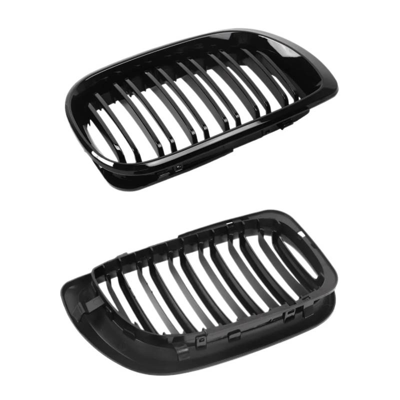 Auto Front Grill E46 Kühlergrill vorne Nierengrill für 3er 2002–2005 E46 4-türig 320i 325i 325xi 330i 330xi Doppellamellen schwarzer Grill Auto Front Nieren Kühlergrill von YQZGRD