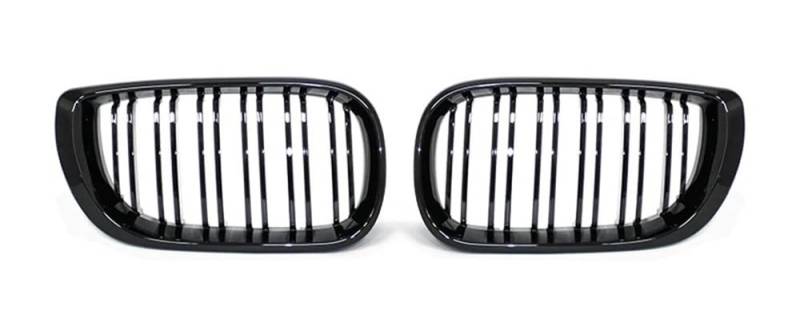 Auto Front Nieren Kühlergrill 1 Paar Auto-Frontnierengrills glänzend schwarz Doppellatten-Haubengrill für 3er-Serie für E46 2002 2003 2004 2005 von YQZGRD