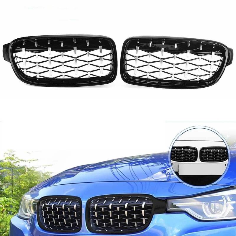 Auto Front Nieren Kühlergrill 1 Paar Auto-Frontstoßstangen-Nierengitter für 3er F30 F31 F35 F80 2011–2019, Diamant-Chrom-Stil von YQZGRD