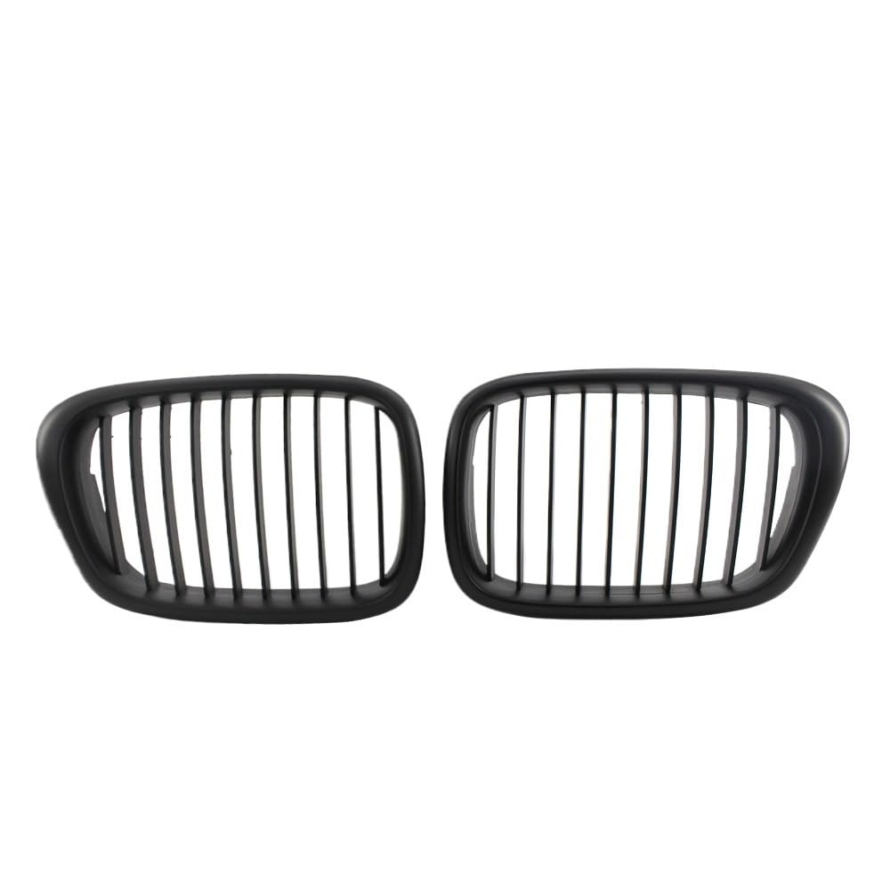 Auto Front Nieren Kühlergrill 2 Stück glänzend Mattschwarz Fronthaube Nierengitter Grill Mittelgitter Single Line für E39 5er Serie 525 528 530 535 M5 1999–2004 von YQZGRD