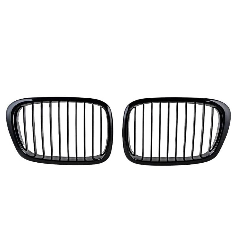 Auto Front Nieren Kühlergrill 2 Stück glänzend Mattschwarz Fronthaube Nierengitter Grill Mittelgitter Single Line für E39 5er Serie 525 528 530 535 M5 1999–2004 von YQZGRD