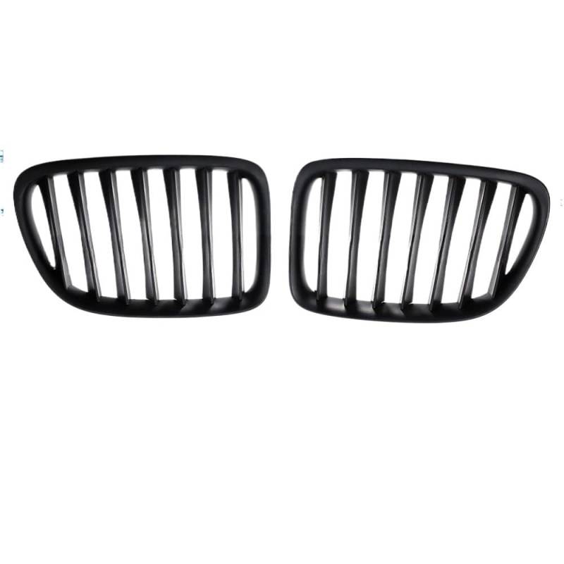 Auto Front Nieren Kühlergrill 2 x mattschwarzer Frontstoßstangengrill, einzeiliger Stil, Fronthaube, Nierengrill, Links und rechts, für X1 E84 2011–16 von YQZGRD