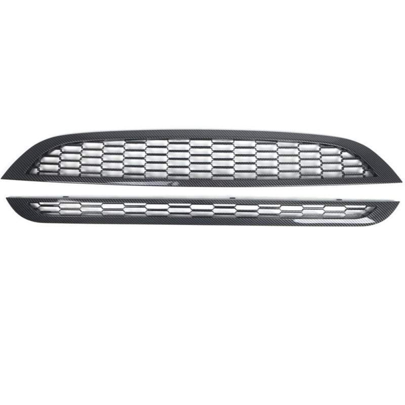 Auto Front Nieren Kühlergrill 2PCS Carbon Front Upper Lower Grills Front Stoßstange Mesh Grille Schutz Trim Abdeckung Für Mini Für Cooper R50 R52 r53 2002-2006 von YQZGRD