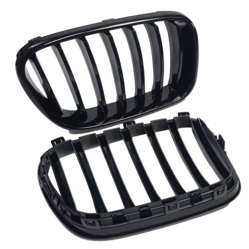 Auto Front Nieren Kühlergrill 2PCS Front Niere Grill 1 Lamellen Glanz Schwarz Front Hood Grills Für X3 F25 2010 2011 2012 2013 ersatz Auto Styling von YQZGRD