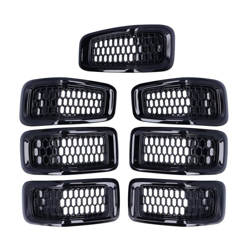 Auto Front Nieren Kühlergrill 7Pcs Auto Front Grill Einsatz Grille Mesh Abdeckung Auto Zubehör Für Cherokee 2014 2015 2016 2017 2018 von YQZGRD