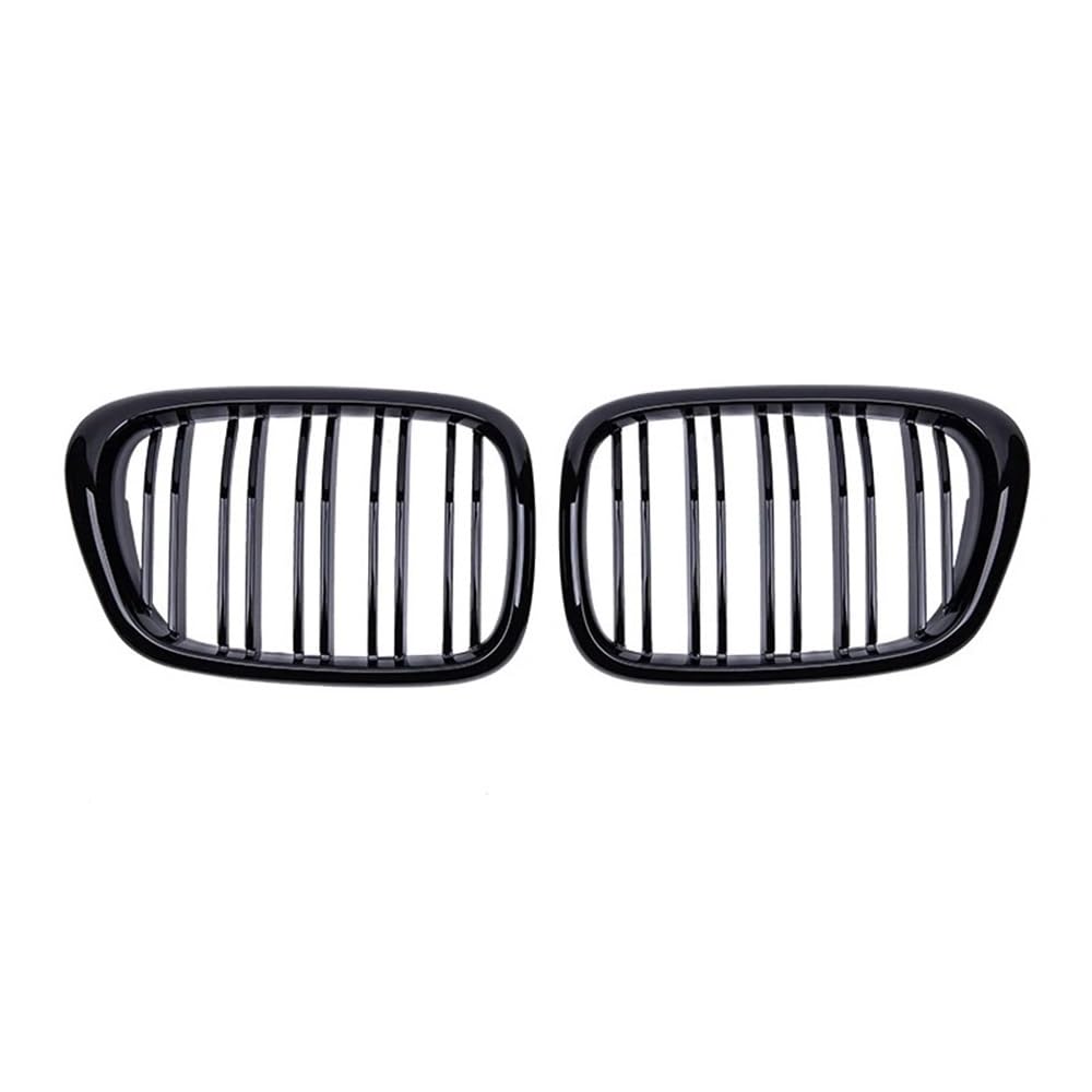 Auto Front Nieren Kühlergrill Auto-Fronthaubengrill, Nierengitter, glänzendes schwarzes Gitter für E39 5er-Serie 525528 99–03, Zubehör, Dual Line von YQZGRD