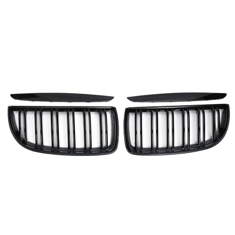 Auto Front Nieren Kühlergrill Auto-Frontnieren-Ersatzgitter für 3er E90 E91 320i 323i 328i 2005–2008, glänzend Schwarze Hauben-Augenlider von YQZGRD