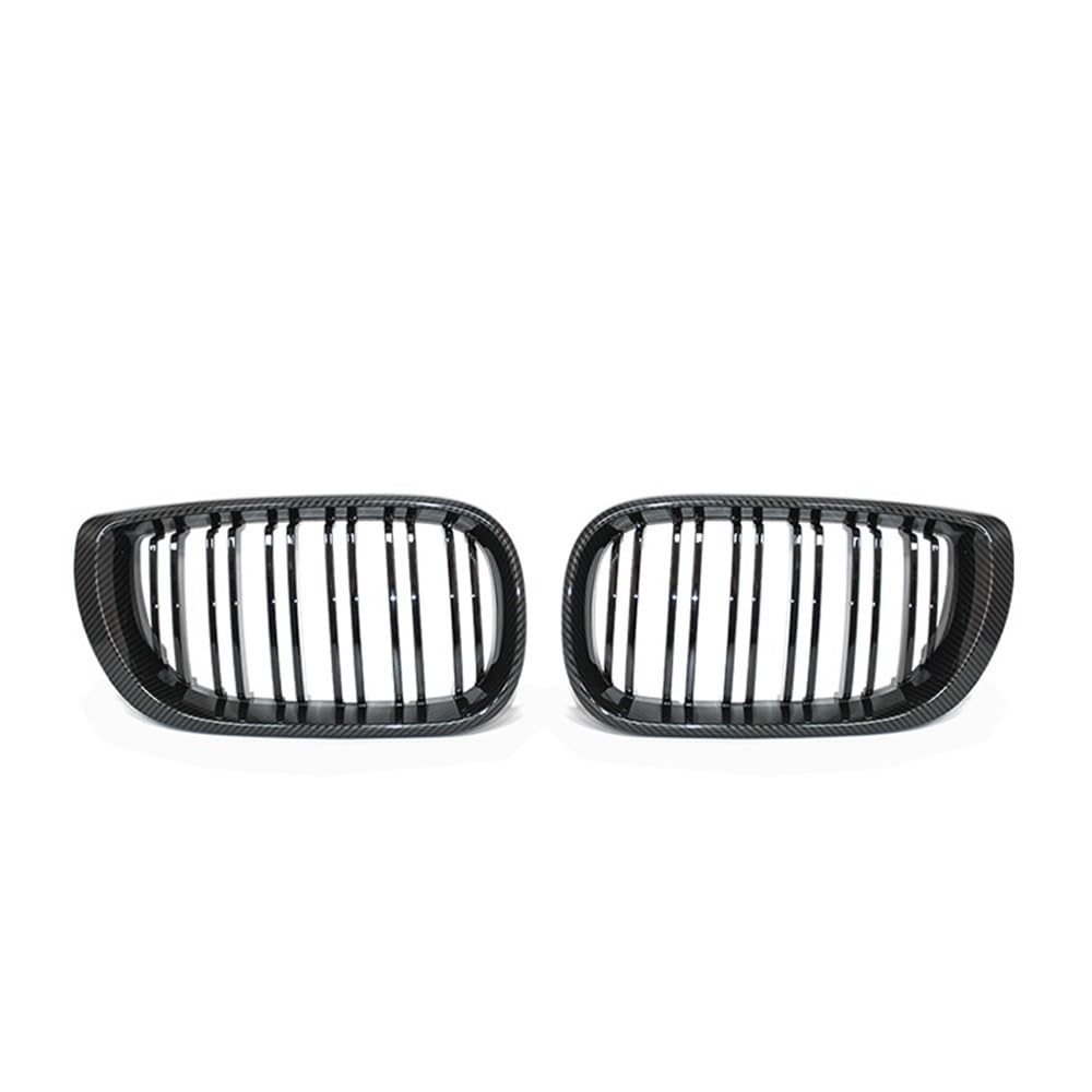 Auto Front Nieren Kühlergrill Auto-Frontnierengrill, glänzend schwarz, doppelter Lamellenhaubengrill für 3er E46 4-Türer 2002–2005, Autoersatz von YQZGRD