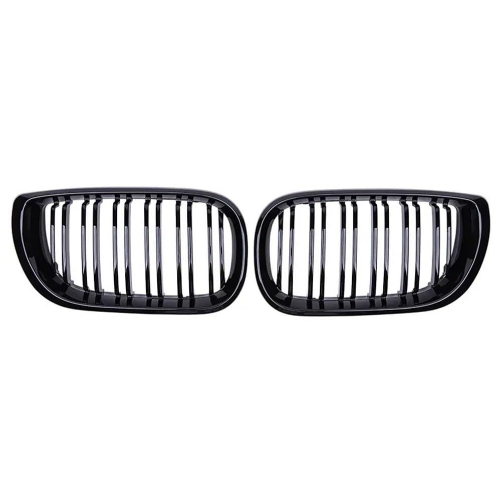 Auto Front Nieren Kühlergrill Auto-Frontnierengrill, glänzend schwarz, doppelter Lamellenhaubengrill für 3er E46 4-Türer 2002–2005, Autoersatz von YQZGRD