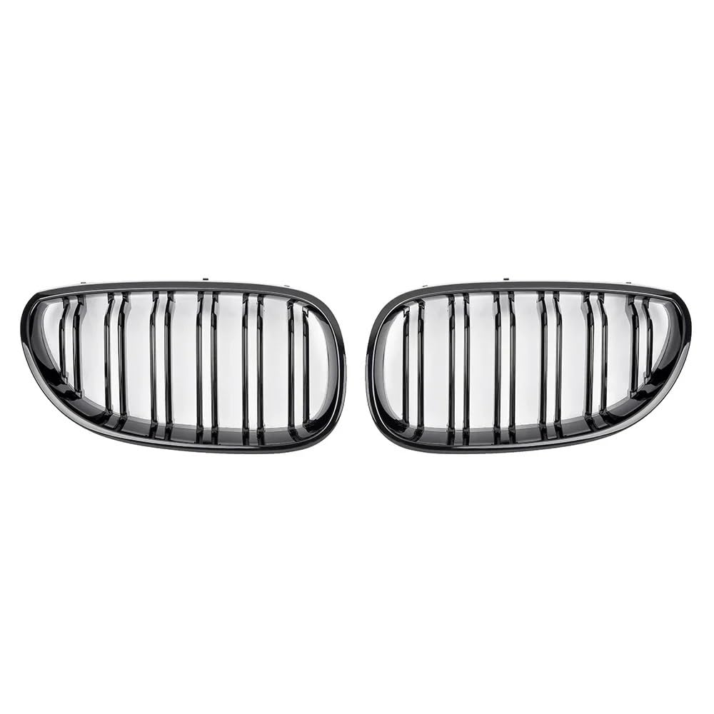 Auto Front Nieren Kühlergrill Auto-Frontstoßstangengrill, Nierengitter für E60 E61 5er-Serie 2003–2009, glänzend schwarz, Auto-Doppellamellen von YQZGRD