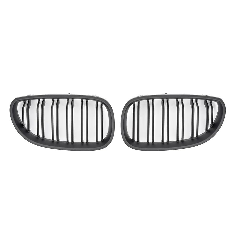 Auto Front Nieren Kühlergrill Auto-Frontstoßstangengrill, Nierengitter für E60 E61 5er-Serie 2003–2009, glänzend schwarz, Auto-Doppellamellen von YQZGRD