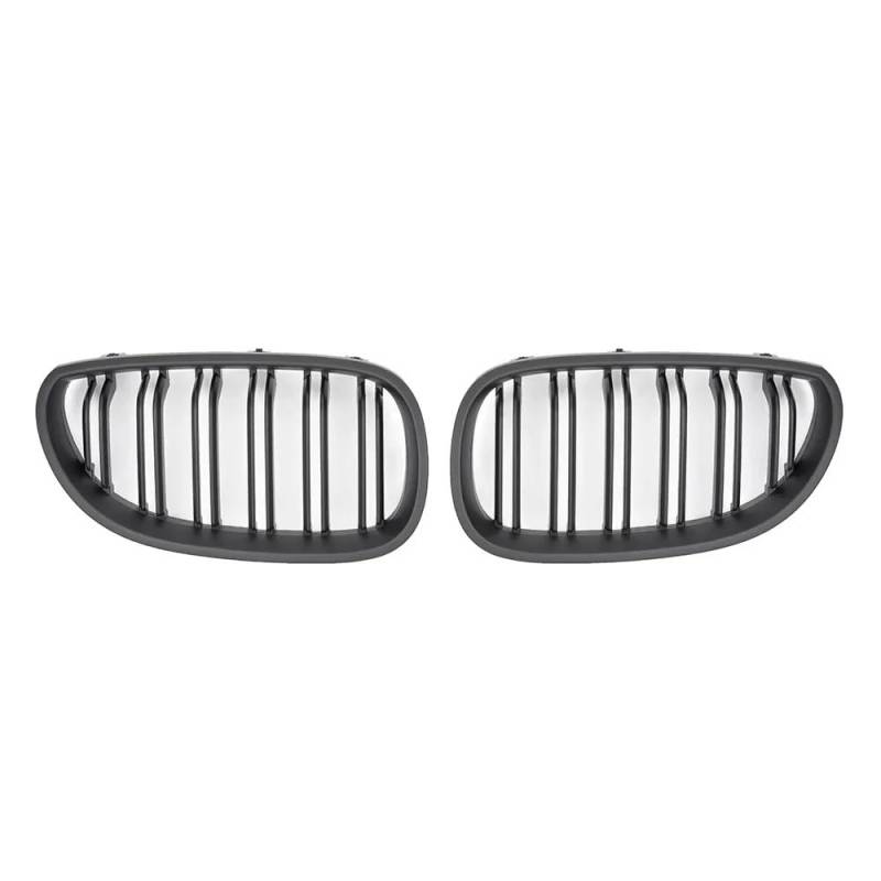 Auto Front Nieren Kühlergrill Auto-Frontstoßstangengrill, Nierengitter für E60 E61 5er-Serie 2003–2009, glänzend schwarz, Auto-Doppellamellen von YQZGRD