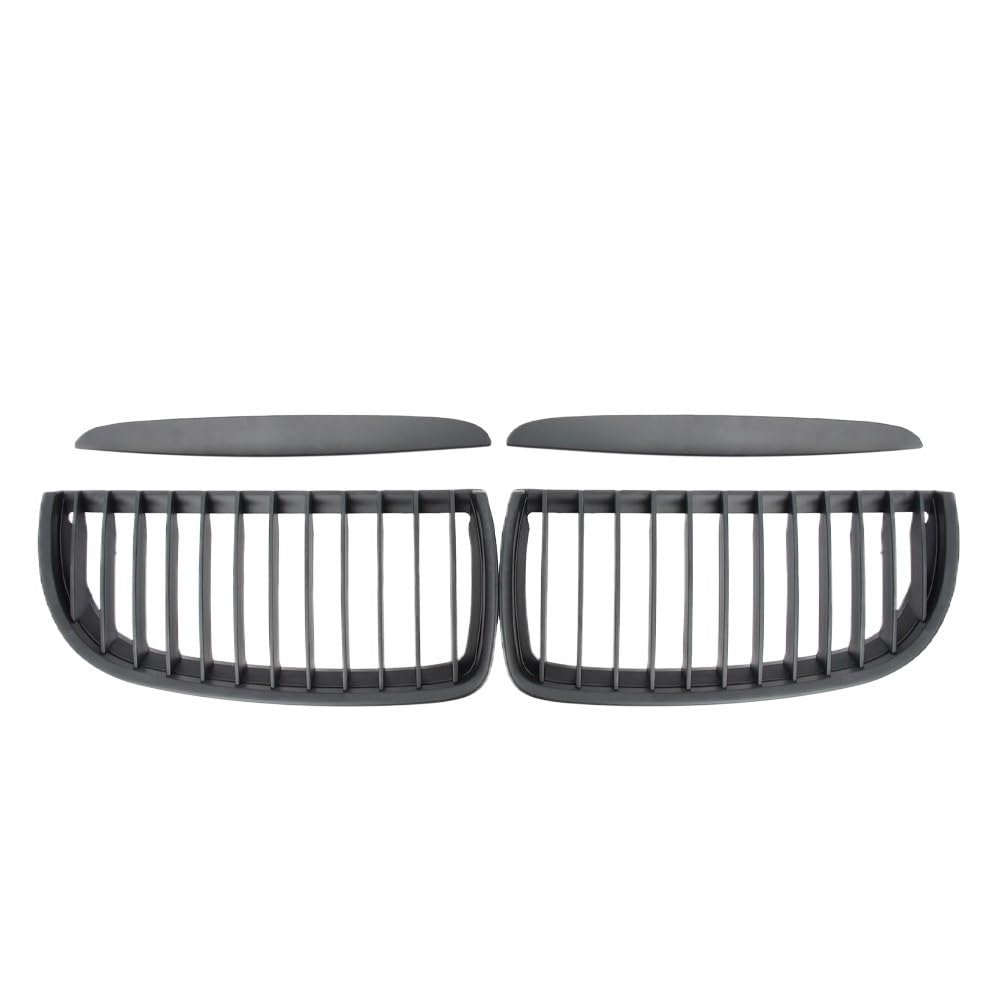 Auto Front Nieren Kühlergrill Chrom-Silber-Diamanten-Stil vorne für 3er E90 E91 2005–2008 Ersatz-Doppellamellen-Kühlergrill komplett in Schwarz von YQZGRD