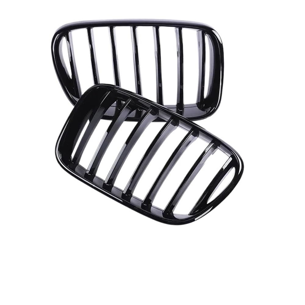 Auto Front Nieren Kühlergrill Doppelte Lamellen, verchromter Front-Nieren-Stoßfänger, Kohlefaser-Grill in glänzendem Schwarz, für X3 X4 F25 F26 2010–2013 von YQZGRD