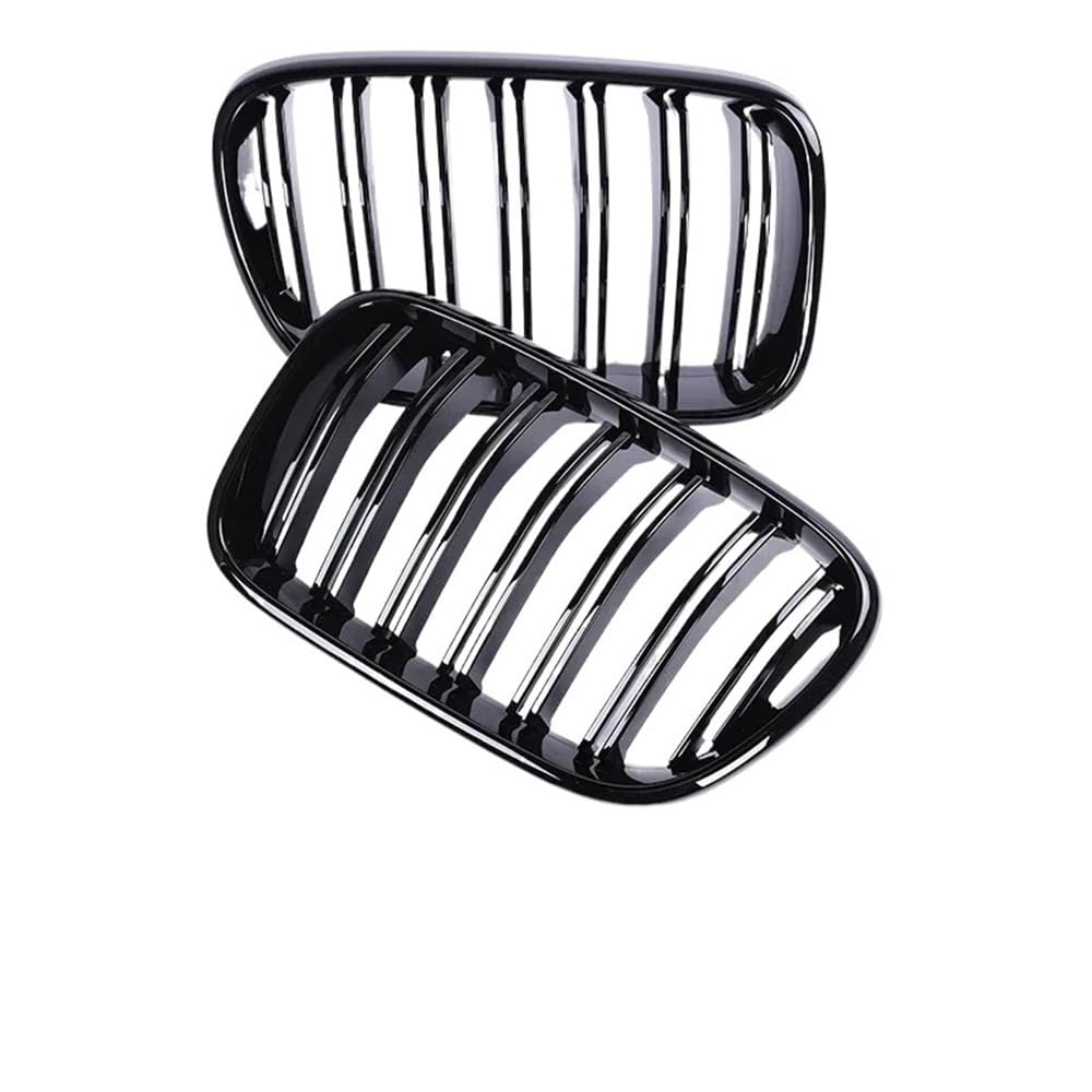 Auto Front Nieren Kühlergrill Doppelte Lamellen, verchromter Front-Nieren-Stoßfänger, Kohlefaser-Grill in glänzendem Schwarz, für X3 X4 F25 F26 2010–2013 von YQZGRD