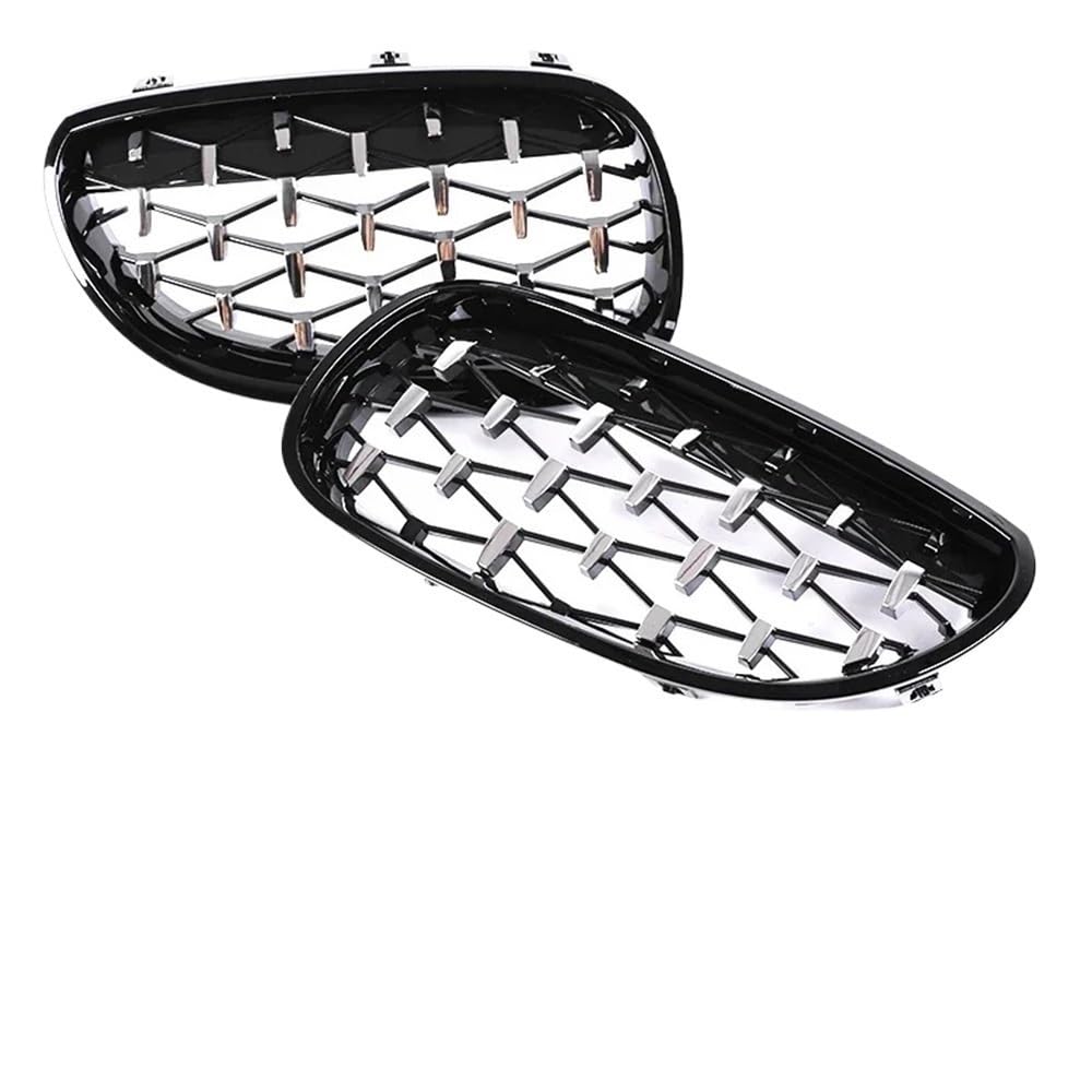 Auto Front Nieren Kühlergrill Frontstoßstangengrill, Nierenglanz, schwarzes Haubennetz für 5er E60 E61 2004–2009, 530i, 535i, 540i, 545i, Doppellamellen von YQZGRD