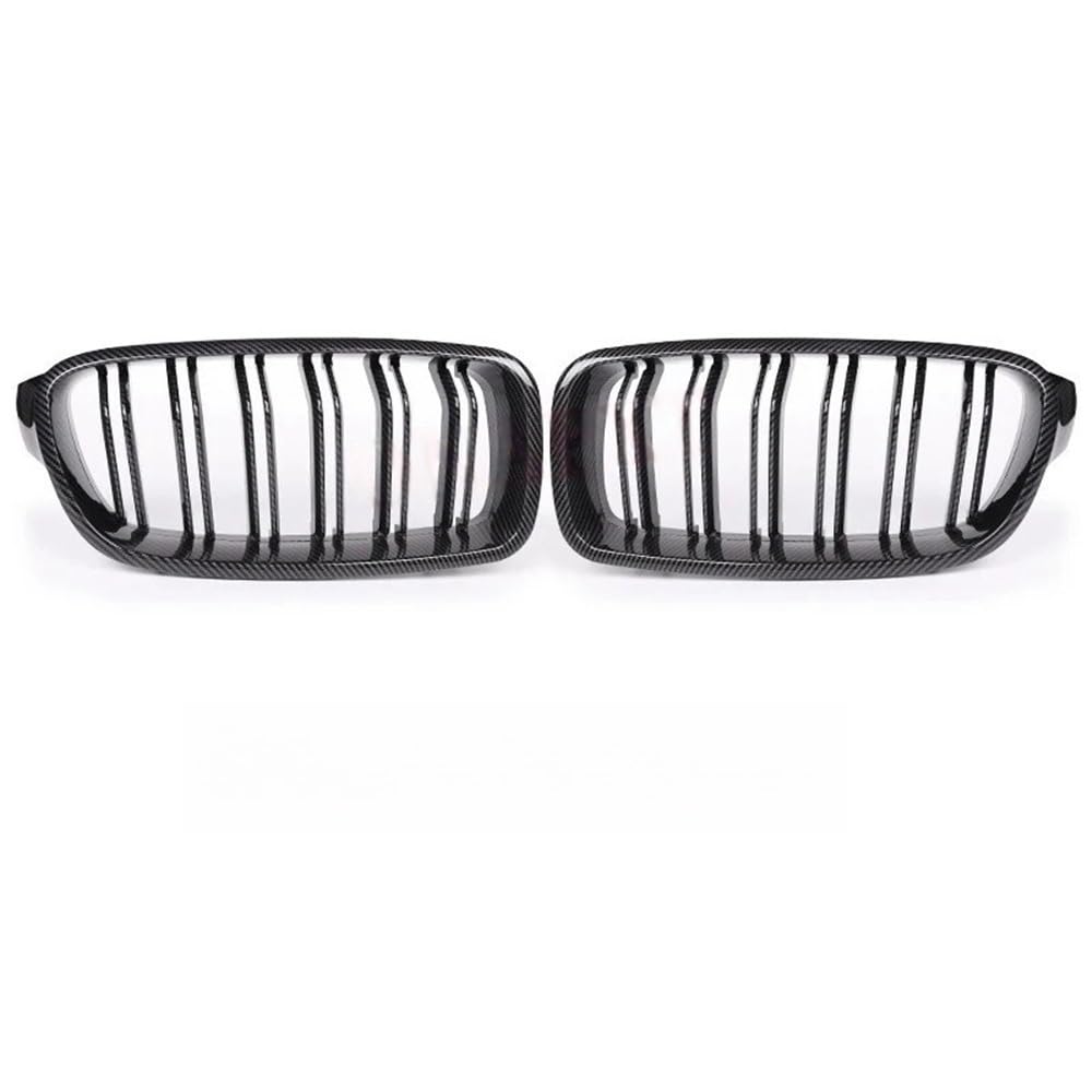 Auto Front Nieren Kühlergrill Für 3er-Serie F30 F31 F35 320i 325i 328i Front-Sportgrill, glänzend schwarz, Karbonfaser, Doppellamellen-Nieren-Frontgrill von YQZGRD