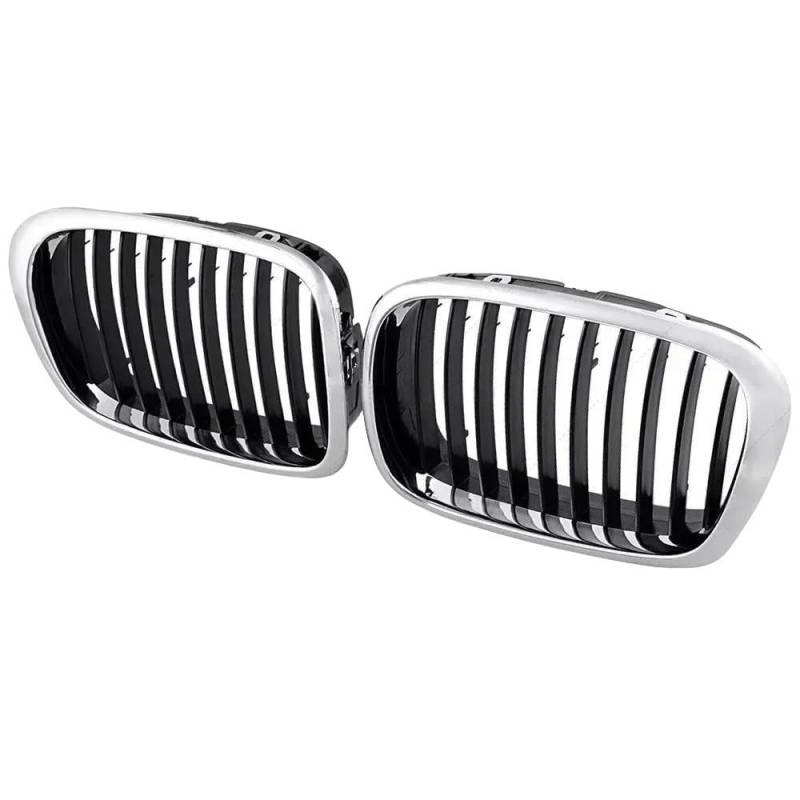 Auto Front Nieren Kühlergrill Für 525i 528i 530i 540i M5 (E39) 1997–2003, Chrom-Schwarz-Frontnierengitter, Autozubehör 51137005837 51137005838 von YQZGRD