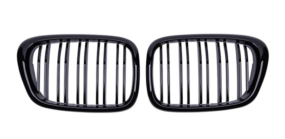 Auto Front Nieren Kühlergrill Für 5er-Serie für E39 525 528 1999–2003, glänzend schwarz, Auto-Fronthaubengrill, Nierengitter, Zubehör von YQZGRD