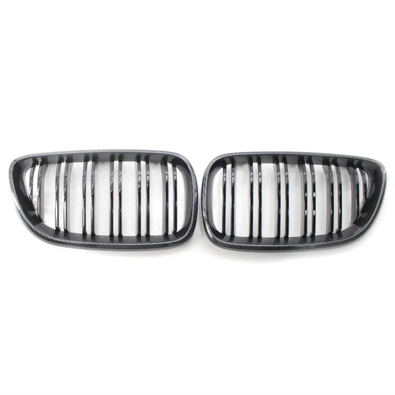 Auto Front Nieren Kühlergrill Kohlefaserfarbe Dual Lamellen Fronthaube Nierengitter Grill kompatibel für F22 F23 M2 2014–2018 für 225i 218i 220i von YQZGRD